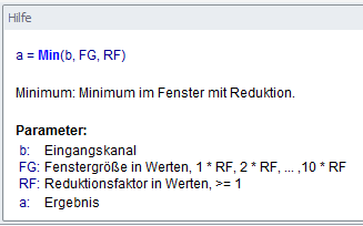 imc Inline FAMOS bietet zahlreiche Statistikfunktionen wie Minimum, Maximum, Mittelwert.